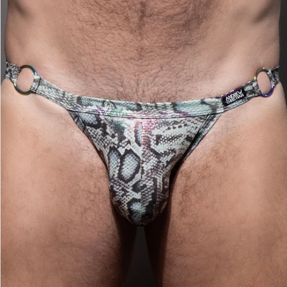 Andrew Christian Python Ring Brief NWT Size XL Snakeskin Almost Naked Pouch - Picture 6 of 7
